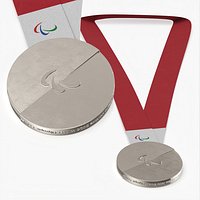 Paralympic Games Silver Award Medal Red Ribbon
