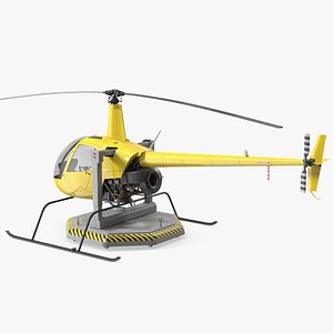 3D Helicopter Simulator Yellow Rigged model