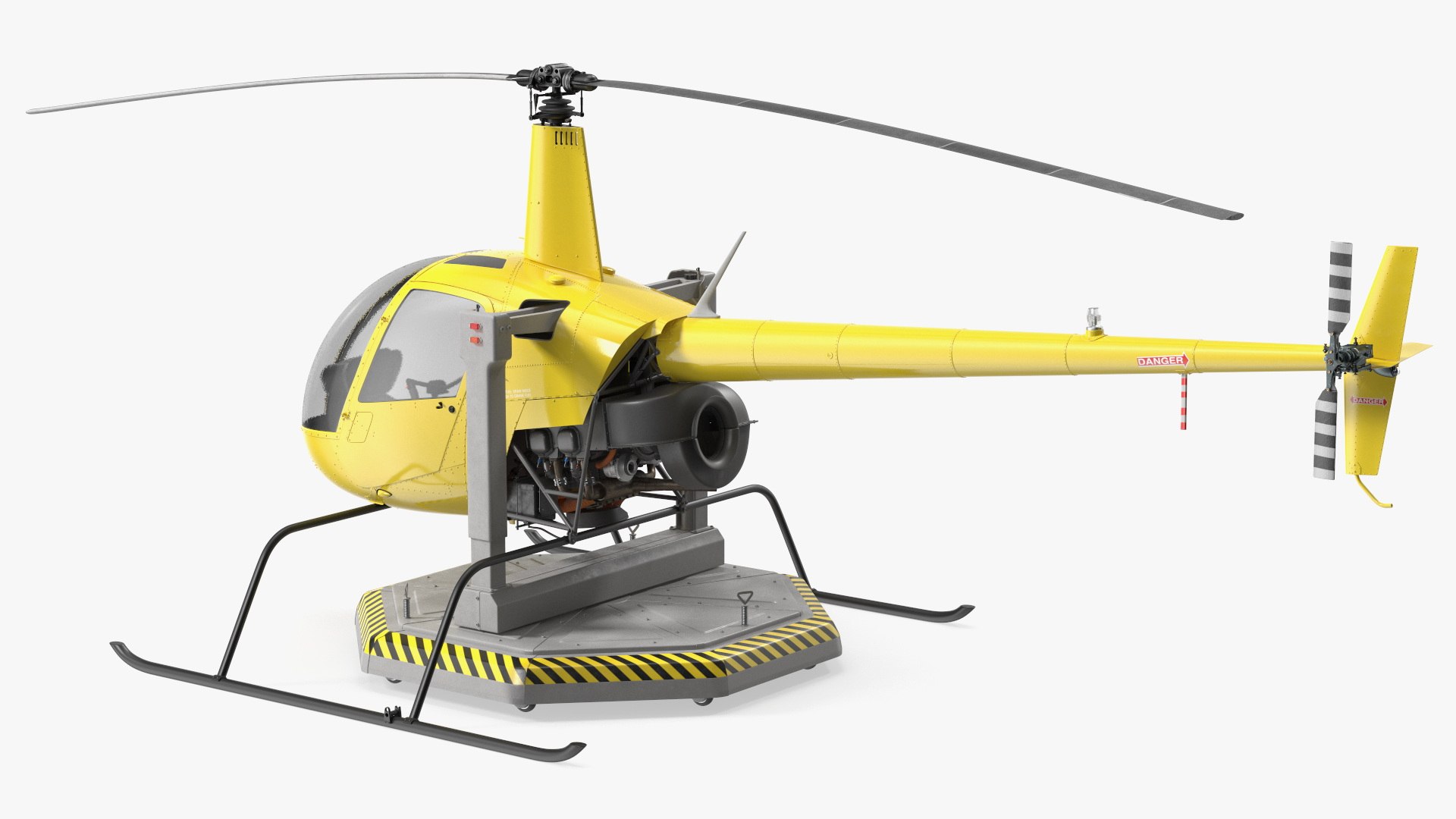 Helicopter Simulator Yellow Rigged 3D model preview
