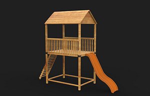 Playground Wooden Slide 3D model 3D model