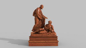 3D jesus wooden statue  hi poly