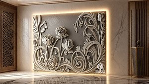 decor set wall panel wall relief mural CNC 35 3D model