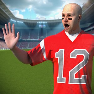 American Football Fan Rigged 3D model