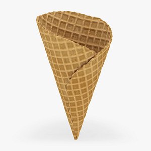3D Ice Cream Waffle Cone 01