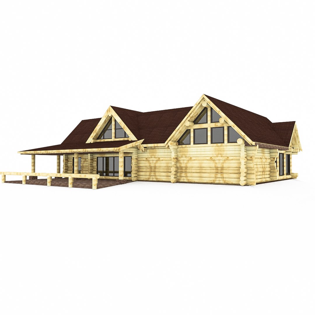 3d Canadian Wood Log House Model