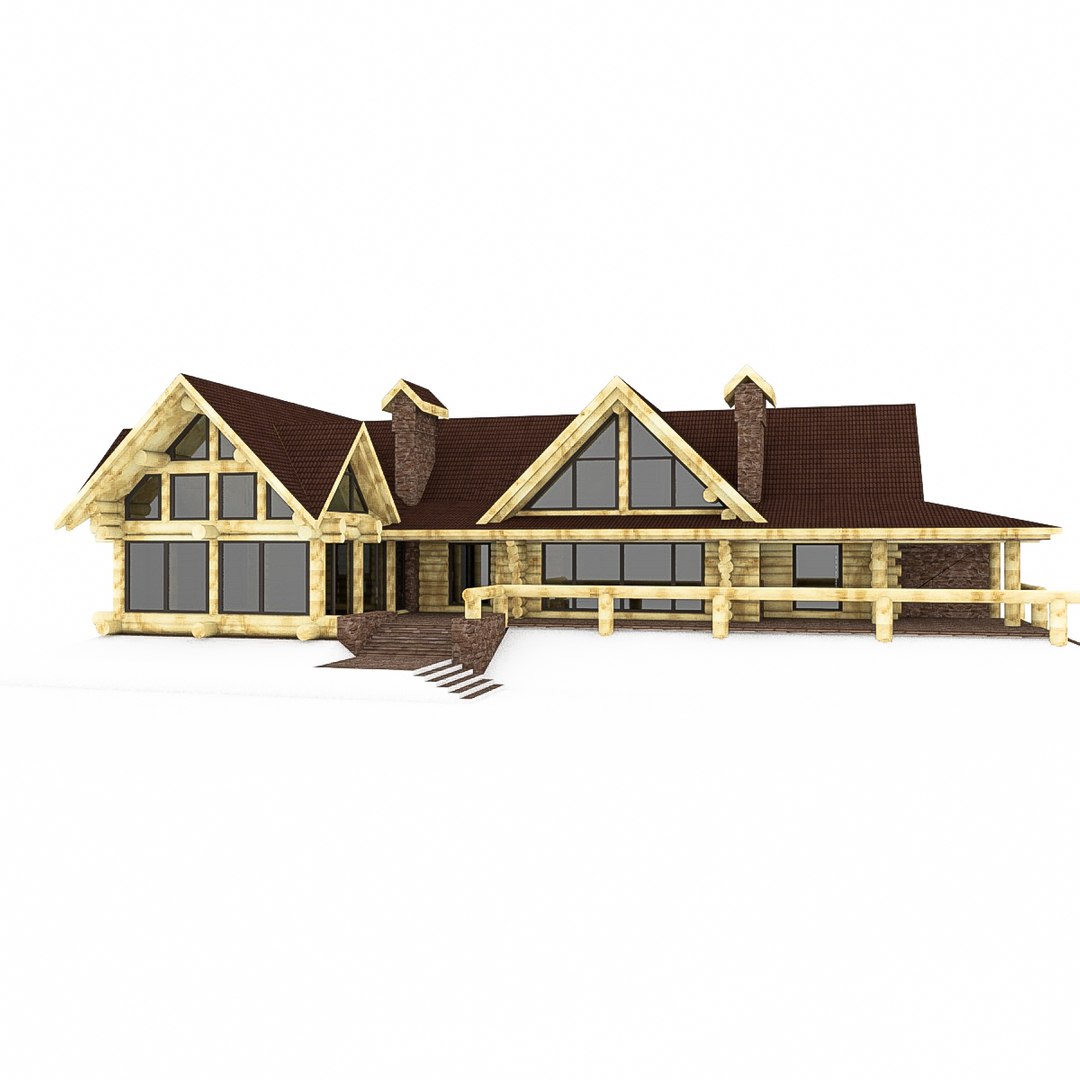 3d Canadian Wood Log House Model