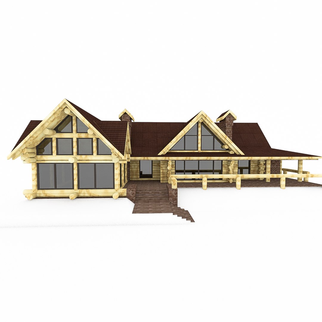 3d Canadian Wood Log House Model