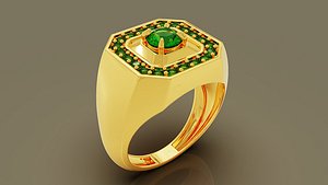 Prong set round shape diamond signet ring for men