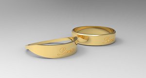 Love Couple Ring Gold 3D