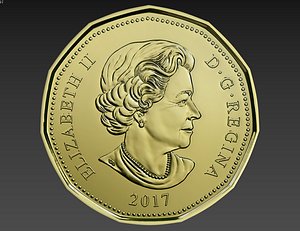 1 dollar canadian coin 3D