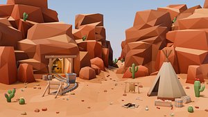 Low Poly Desert Canyon Enviroment Pack 3D model
