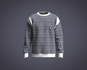 Mens cut and sew geo pattern sweater