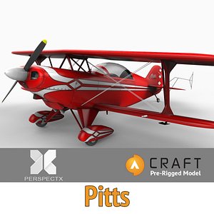 3d pre-rigged pitts special bi-plane