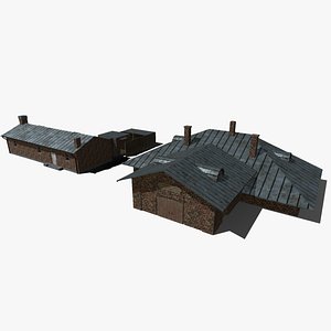 3D Abandoned Brick Buildings model