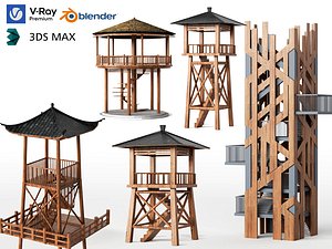 Wooden Pavilions Towers and Scenic Observation Towers model