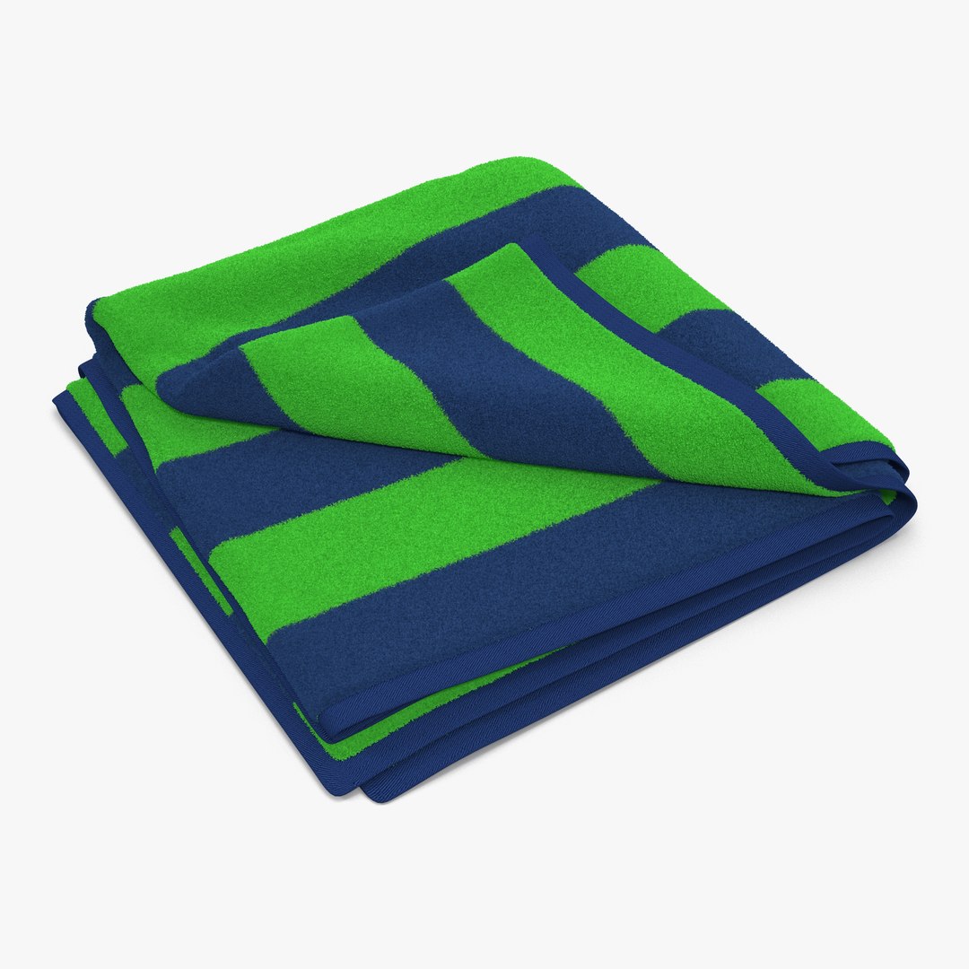 Beach Towel 2 Green 3D model preview