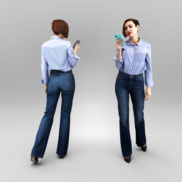 Pretty woman using phone 354 3D model