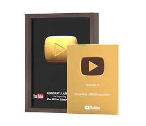 3D youtube gold play button