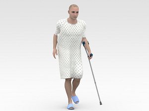Patient with Forearm Crutch 3D model