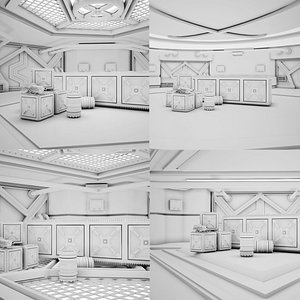 3D Sci-fi Corridor Set 04 CLAY