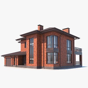 red brick building 3D model