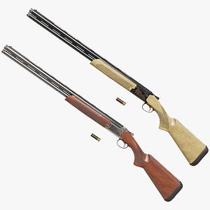 Double Barrel Shotguns 01 Single Mat All PBR Unity UE Textures 3D model