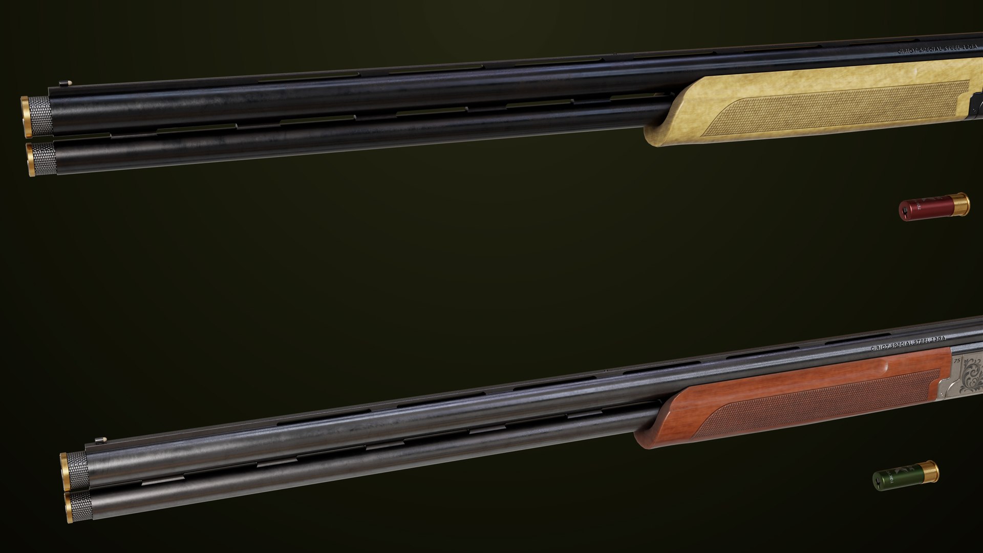 Double Barrel Shotguns 01 Single Mat All PBR Unity UE Textures 3D model https://p.turbosquid.com/ts-thumb/G8/ew5gx4/yW/classic_shotgun01_0027/jpg/1757661731/1920x1080/fit_q87/ce7de80d5cfeb06fe103223bbc479d4bb4945759/classic_shotgun01_0027.jpg