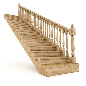 3D wooden stairs straight