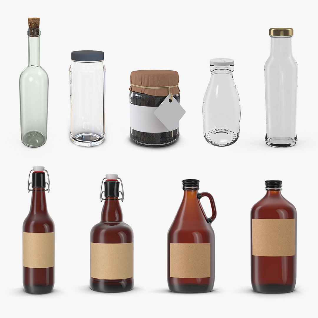 Glass Bottles Collection 3 3D model preview