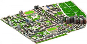 3D real city buildings