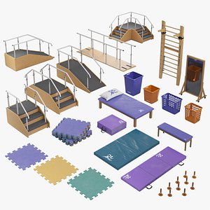3D Physical Rehabilitation Gym Equipment Collection model