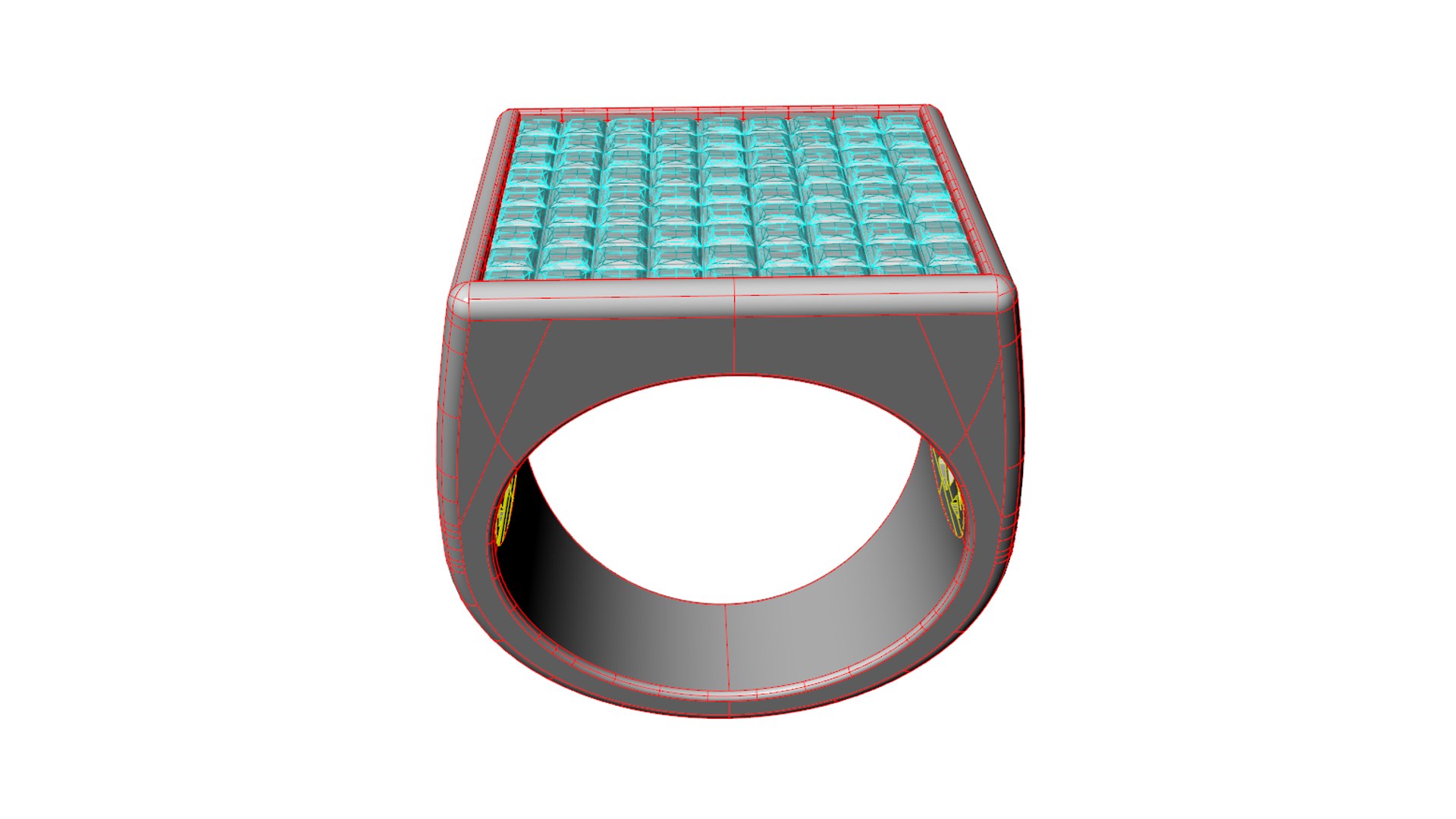 3D Square Signet Ring With Invisible Setting Stones - TurboSquid 2080314