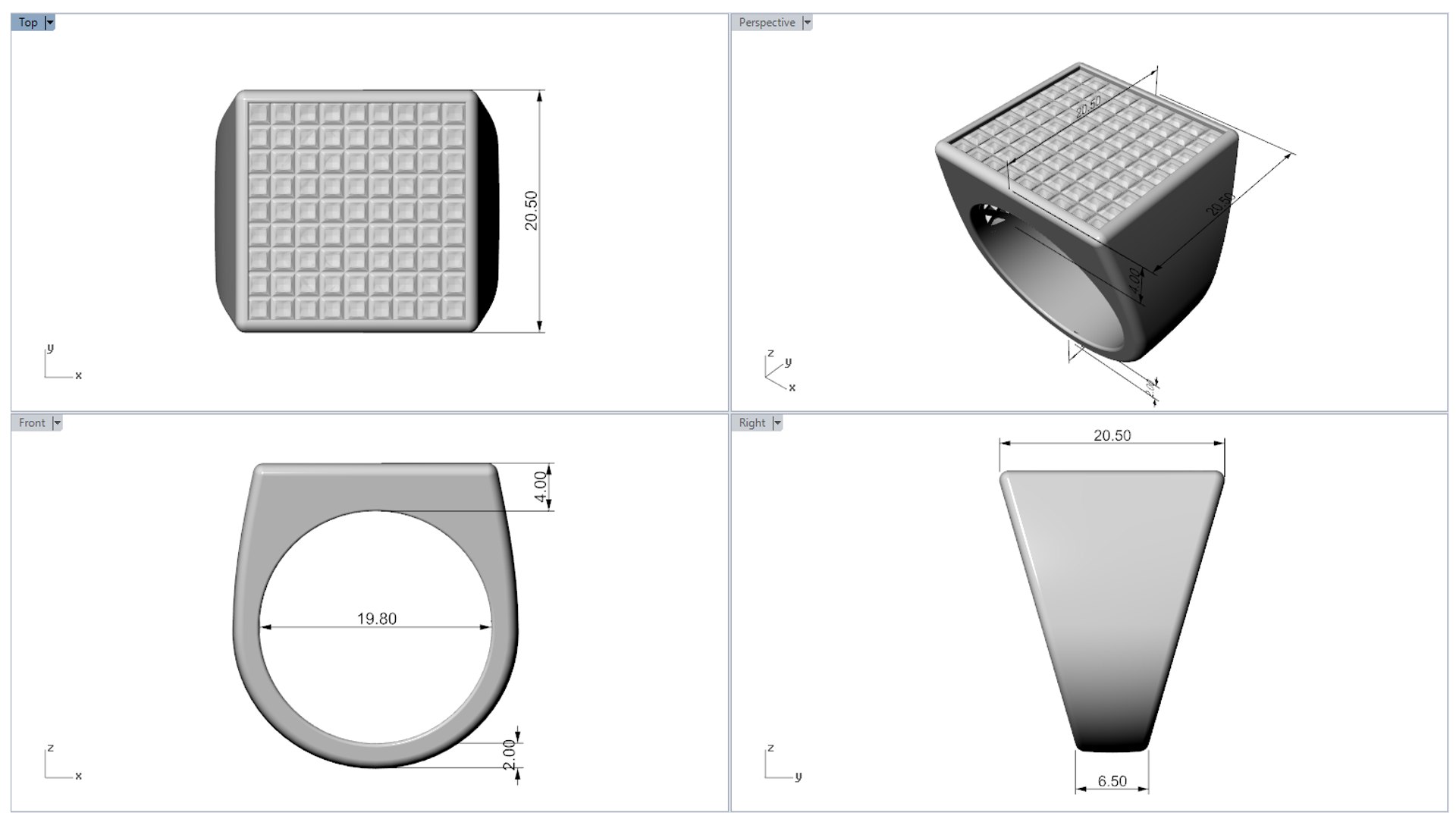 3D Square Signet Ring With Invisible Setting Stones - TurboSquid 2080314