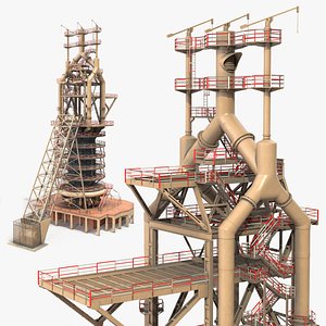 Vertical Iron Blast Furnace with Support Frame