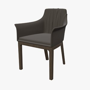 3D Modern Brown Upholstered Dining Chair model