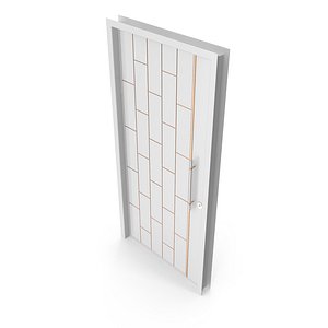 3D 3D Modern Design White Metal Steel Door with Wooden Details model model