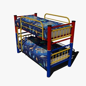 Retro Bunk Bed - Vintage Bed 90s Style 3D