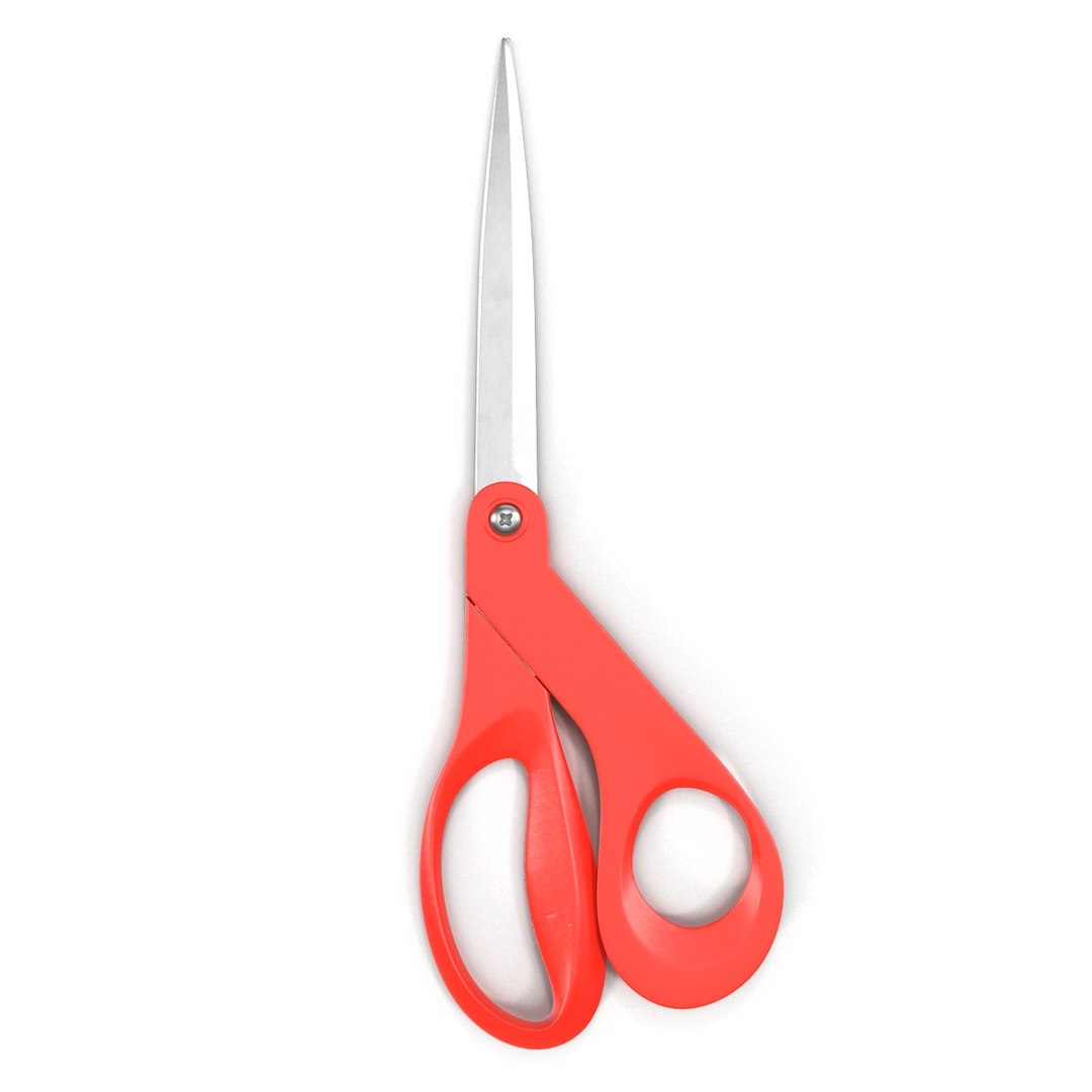 3d scissors red model