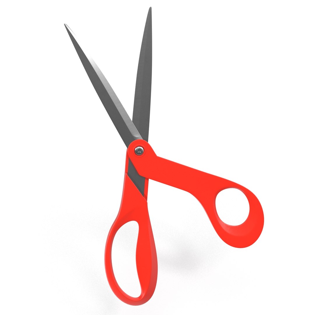 3d scissors red model