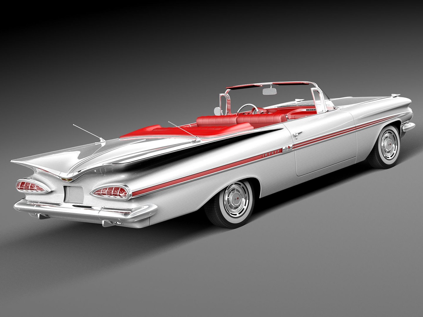 3d Chevrolet Impala Convertible 1959 Model
