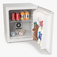 Compact Mini Fridge with Food