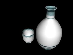 set tokkuri sakazuki sake 3d model