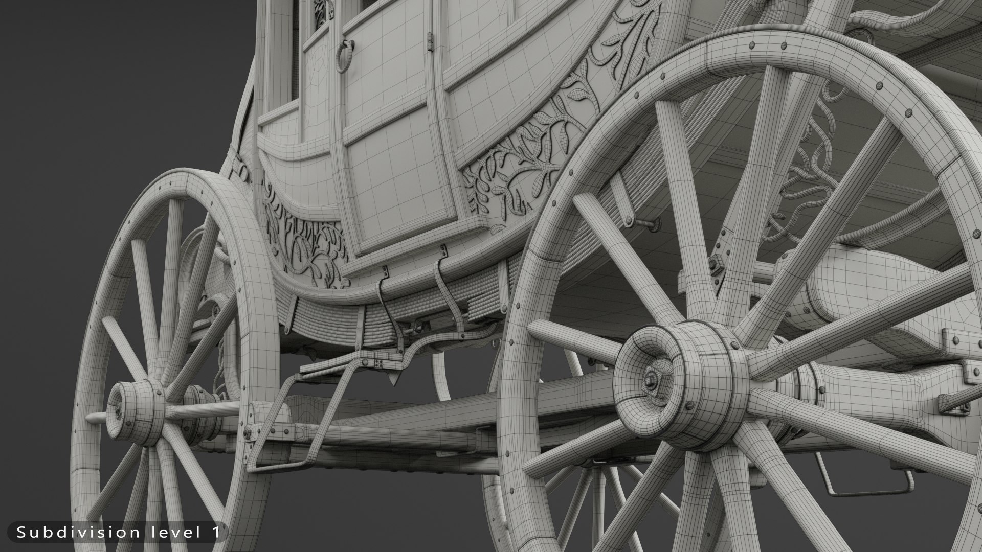 Stage coach carriage 3D model https://p.turbosquid.com/ts-thumb/G9/XhR8w2/iZ/wireframes_lv1_07/jpg/1712841971/1920x1080/fit_q87/a4e9fe502904feb6fbfcded8069a9b719835bee3/wireframes_lv1_07.jpg