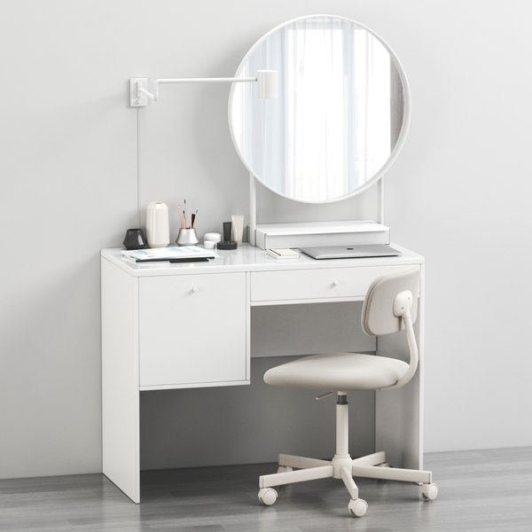 Ikea Syvde Dressing Table And Decor 3d, Makeup Mirror With Lights Australia Ikea