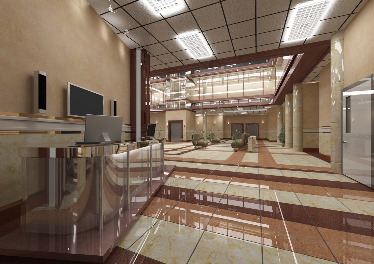 business center hall 3d model