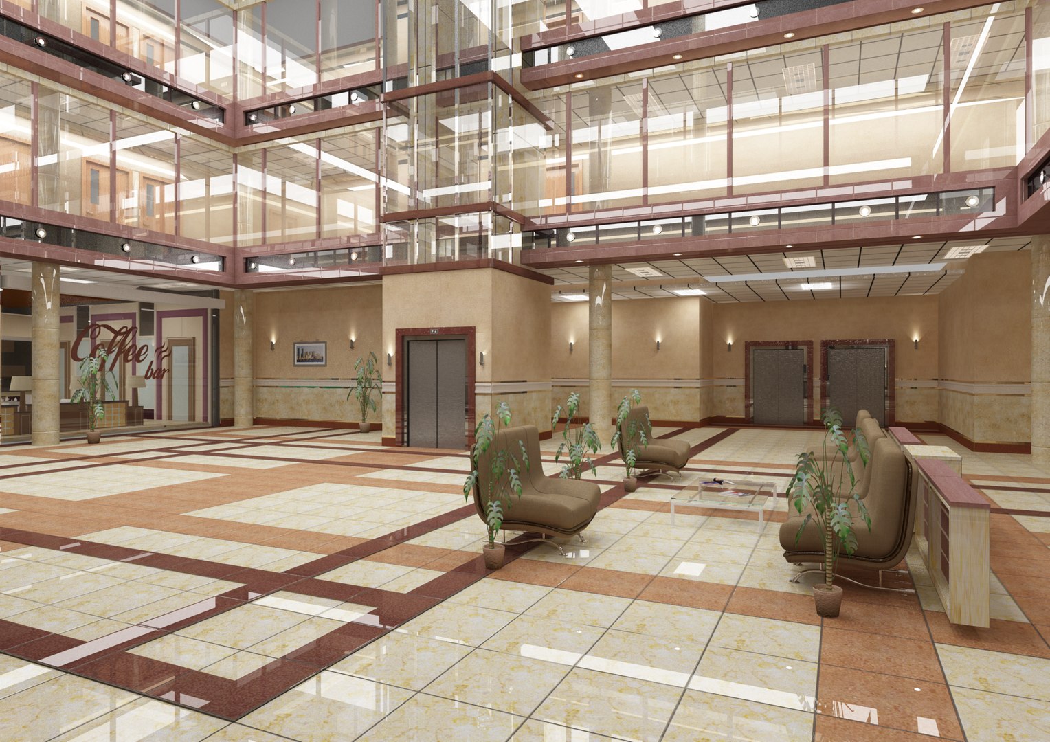 business center hall 3d model