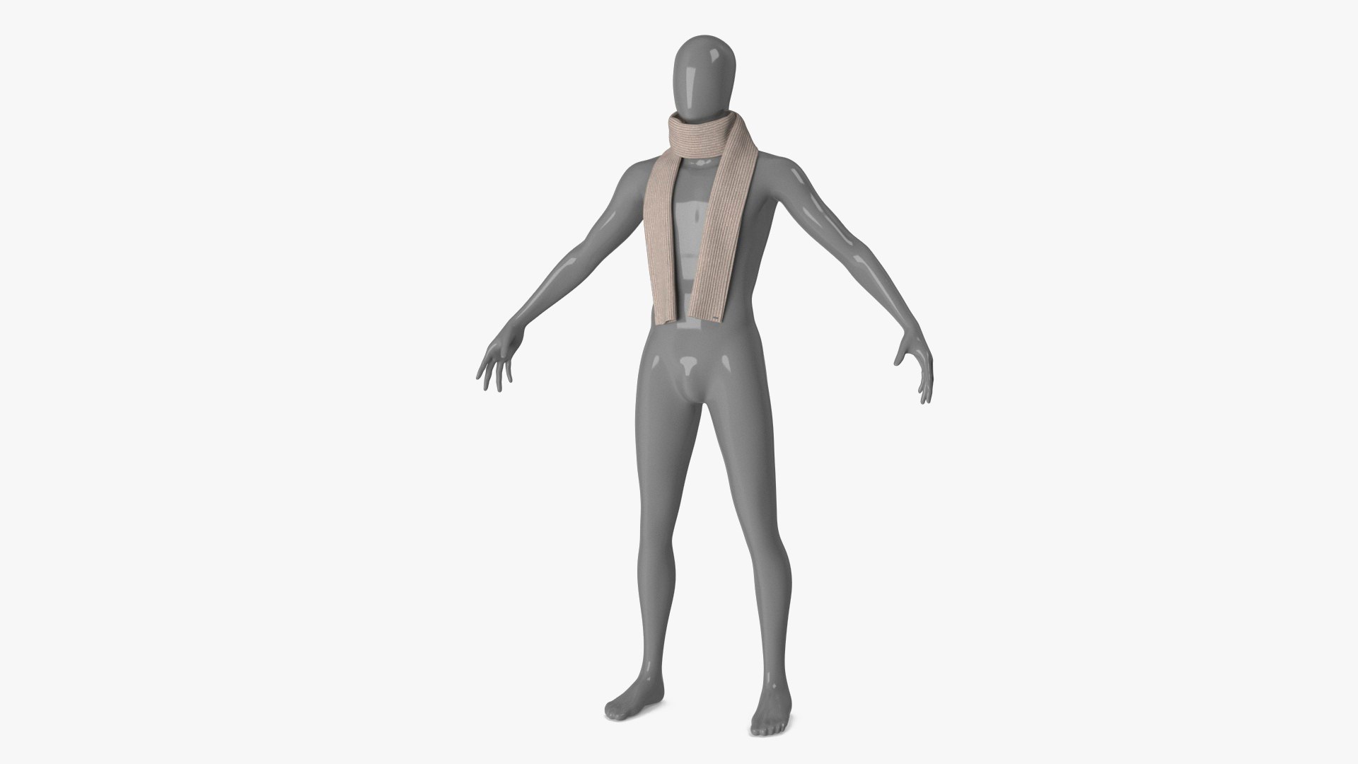 Beige Scarf Once Around Style 3D model preview