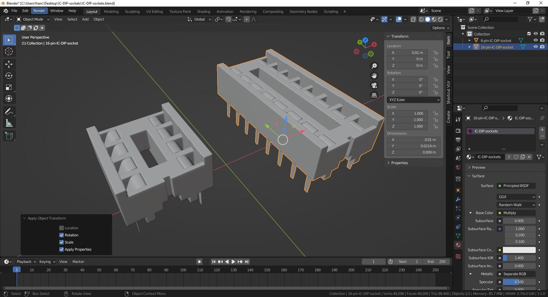 3D model IC DIP sockets https://p.turbosquid.com/ts-thumb/GA/60EOPC/mD/tsicdipsockets08/jpg/1656536630/1920x1080/fit_q87/bfea59dd744d7603df9cce4b61be4b778b53ba30/tsicdipsockets08.jpg