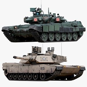 Rigged T90  M4A1 Abrams Tanks Collection