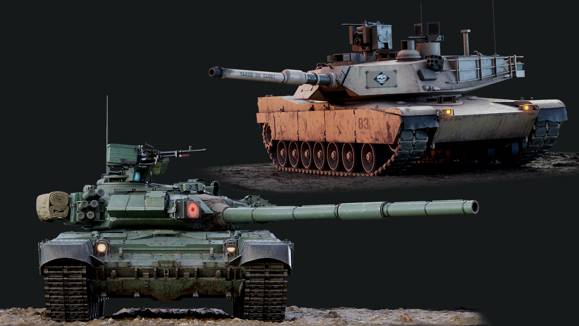 Rigged T90 M4A1 Abrams Tanks Collection 3D model - TurboSquid 2135026